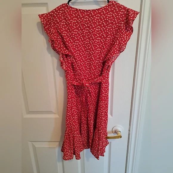 Red Floral Ruffle Dress - Picture 5 of 5